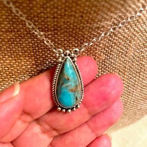 Turquoise Byers Teardrop Silvertone Necklace 💥Sale💥